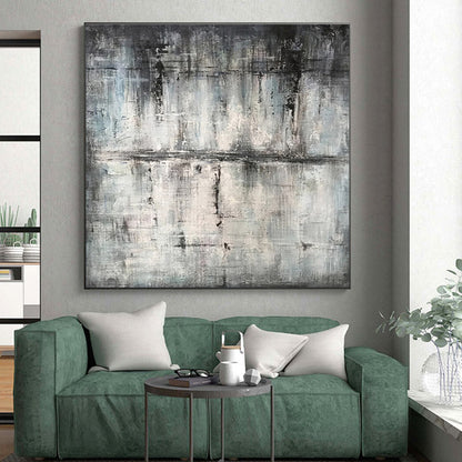 Hand Painted Art Gray Black Textured Abstract Art PT391