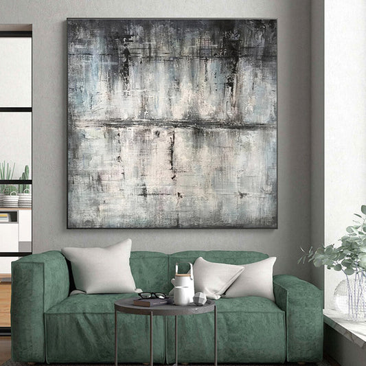 Hand Painted Art Gray Black Textured Abstract Art PT391