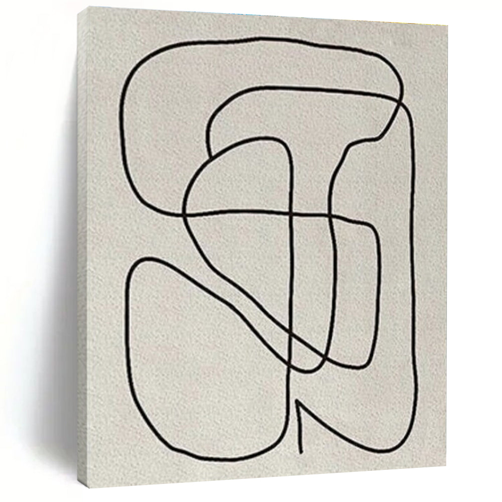 Cool Abstract Paintings Black Line Art Abstract Flow, Modern Art Acrylic PT557