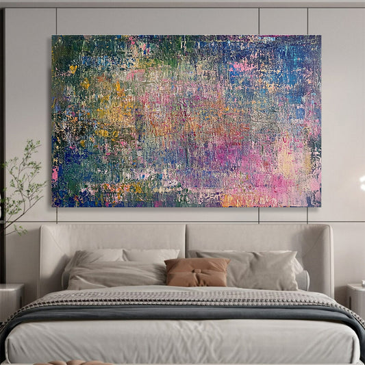 Oversized Abstract Wall Art Multicolor (Pink, Blue, Green, Yellow) Textured Abstract Painting HPS250