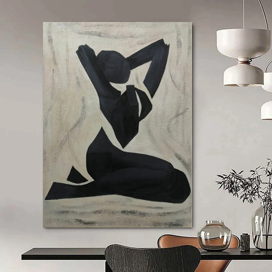Modern Art Acrylic Black and White Geometric Figure Abstract Body Painting DPS425