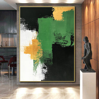 Green Black Gold White Abstract Art PT145
