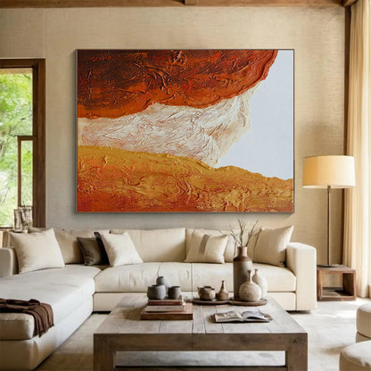 Hand Painted Art Red, Orange and White Textured Canyon Scene, Acrylic Modern Art Painting PT542