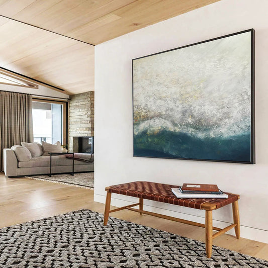 Hand-Painted Neutral Tones Textured Sea Abstract Painting On Canvas HPS081