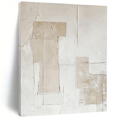 Hand-Painted Beige and White Textured Abstract Art PT745