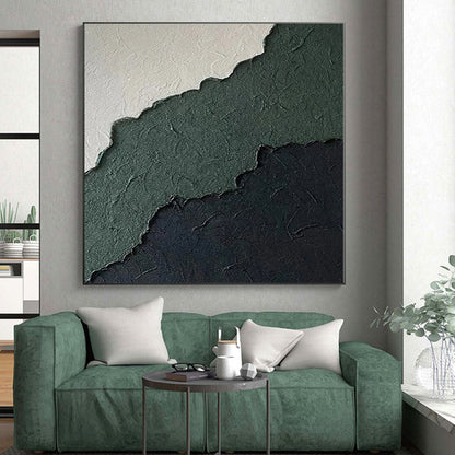 48x60 Green, Black & White Textured Abstract Painting On Canvas PT047