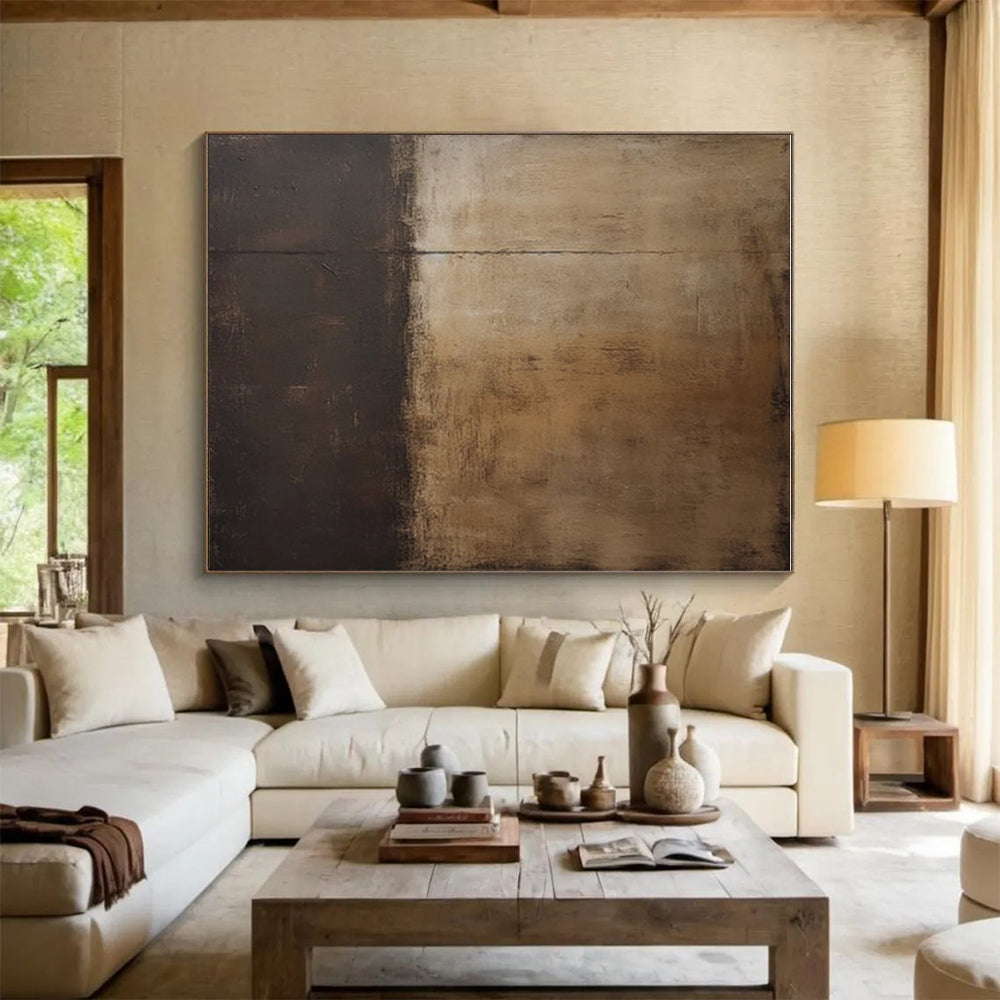 Hand Painting Brown and Black Textured Abstract Art PT761