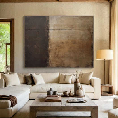 Hand Painting Brown and Black Textured Abstract Art PT761