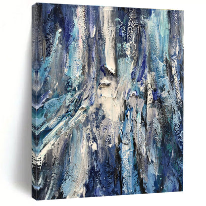Cool Abstract Paintings Blue, Gray, and White Textured Abstract Art PT755