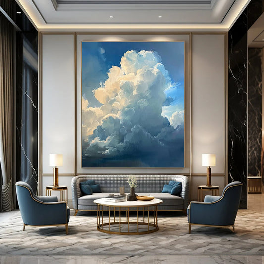 Big Painting Blue and White Cloud Abstract Sky Painting DPS442