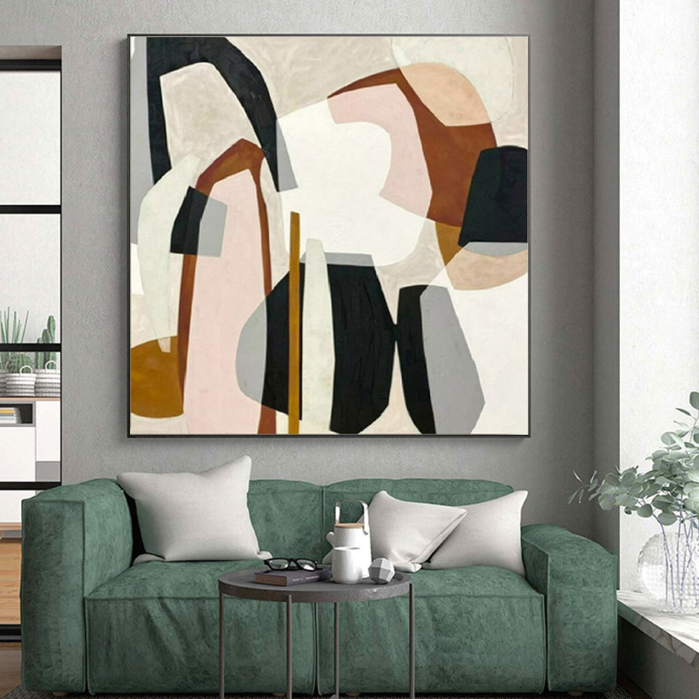 Unique Abstract Art Multicolor Geometric Abstract Collage, Acrylic Modern Art Paintings PT551