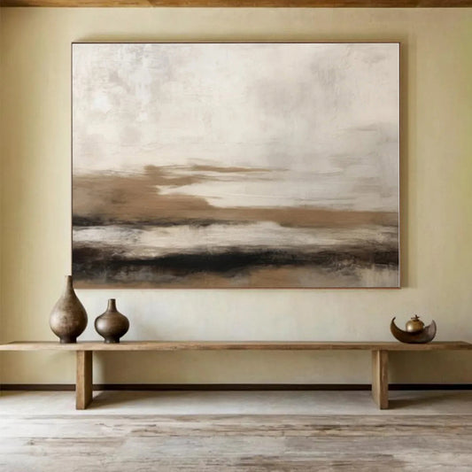 Handmade Art Neutral Tones Landscape Abstract Painting On Canvas HPS088