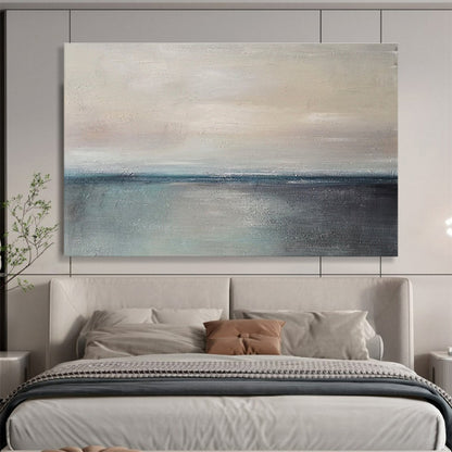 Hand Painted Art Beige & Teal Abstract Coastal Art HPS176