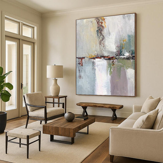 Hand-Painted Multicolor Abstract Landscape Acrylic Modern Art PT439