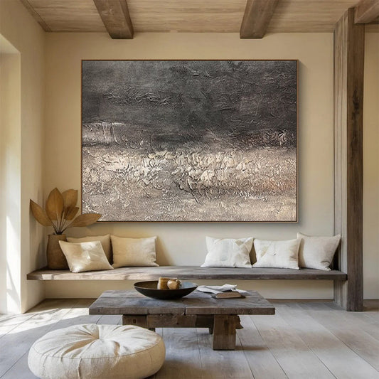 Oversized Abstract Wall Art Gray and Beige Textured Abstract Art HPS377