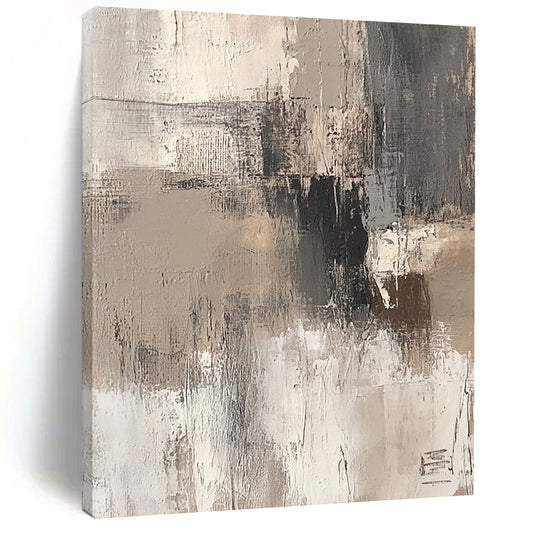 Abstract Canvas Wall Art Large, Gray Beige Black Abstract Textured Art PT175