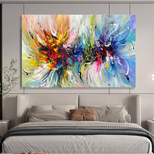 Large Size Multicolor Expressive Abstract Floral Burst Art HPS344