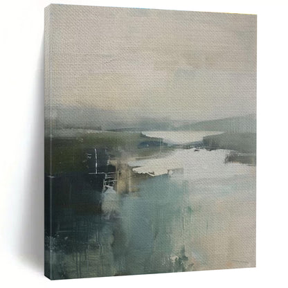 Cool Abstract Paintings - Muted Tones Abstract Landscape Art with Soft Layers PT578