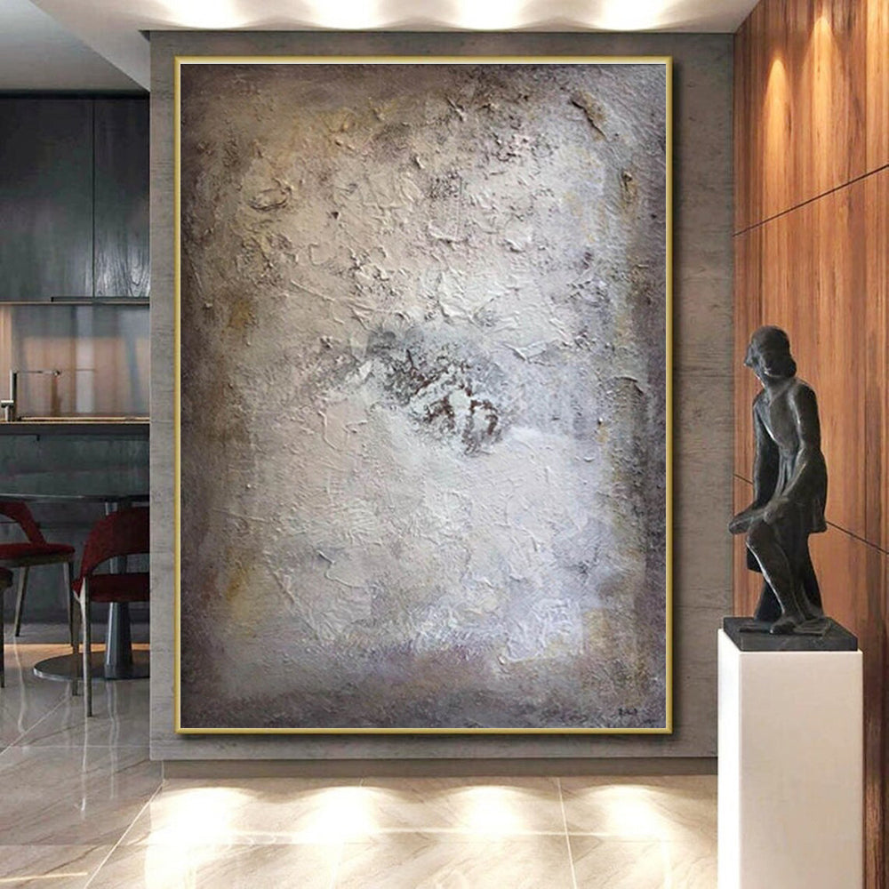 Handmade Art in Beige, Grey, and Brown Textural Abstract Art PT252
