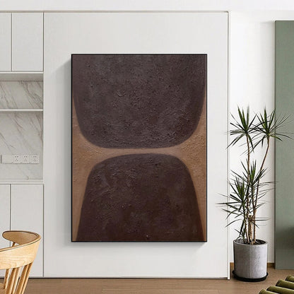Hand Painting Brown & Beige Geometric Abstract Painting On Canvas PT032