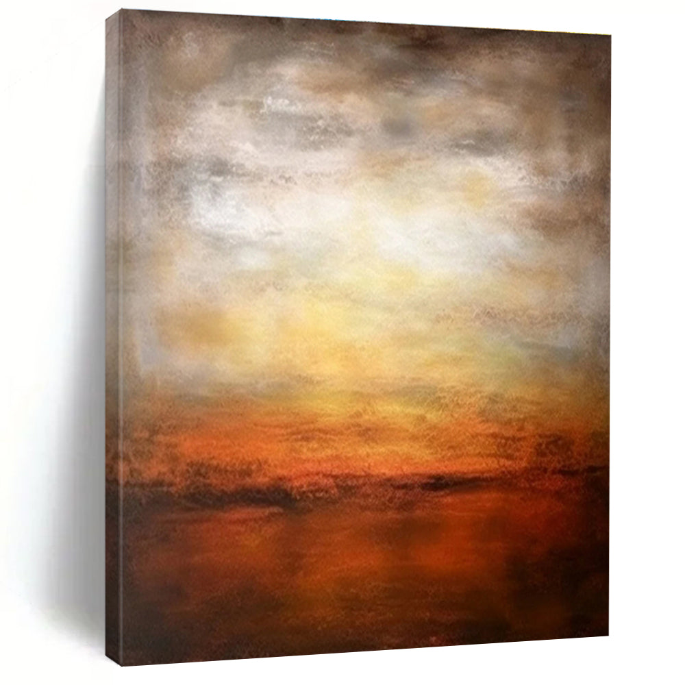 Large Size Orange Brown Abstract Sunset Art PT383