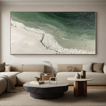 Cool Abstract Paintings Green and White Textured Abstract Art PT816