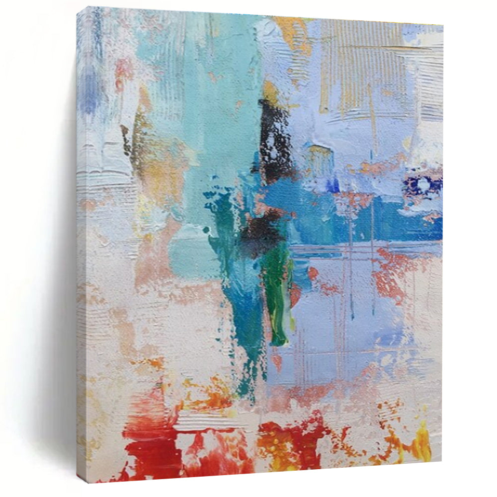 Acrylic Modern Art Paintings Blue, Green, and Red Textured Abstract Art PT768