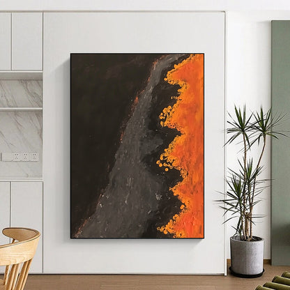 Black Orange Gray Abstract Art PT141