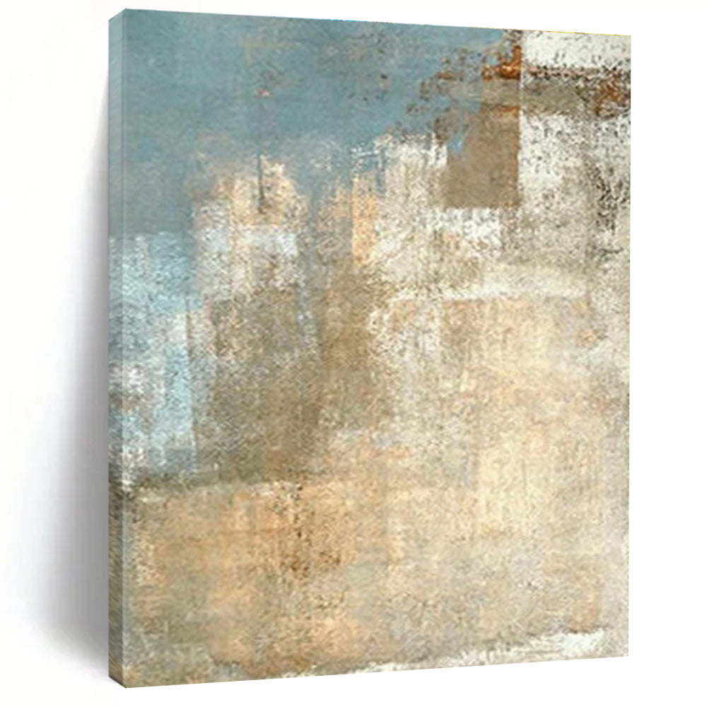Large Size Beige Blue Textured Abstract Landscape Art PT499