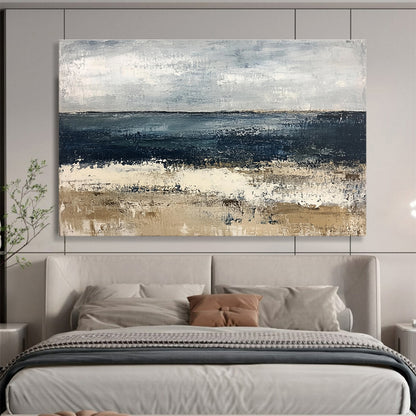 Buy Abstract Art Online Gray, Blue, and Beige Abstract Seaside Landscape HPS309