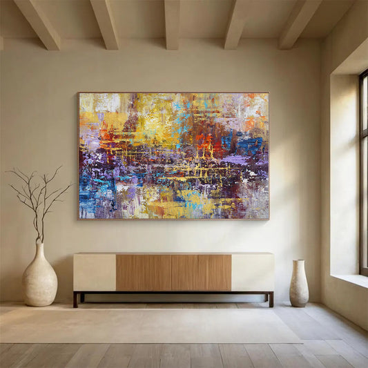 Acrylic Modern Art Paintings Vibrant Multicolor Textured Abstract On Canvas HPS052