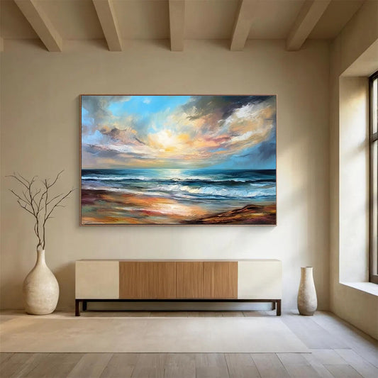 Cool Abstract Paintings Multicolor Seaside Sunset Expressive Art HPS368