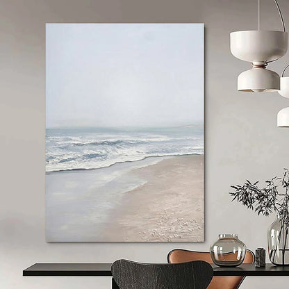 Minimalist Canvas Art Blue and Beige Coastal Abstract Beach Painting DPS451