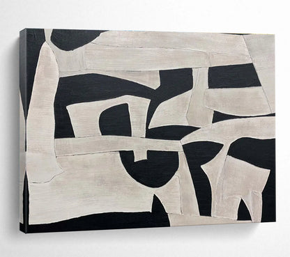 Cool Abstract Paintings Black & Beige Abstract Geometric Art HPS208
