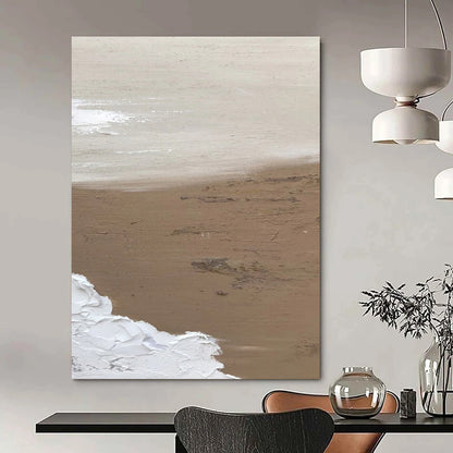 Huge Size Beige, White, and Brown Textured Abstract Seaside Art DPS458