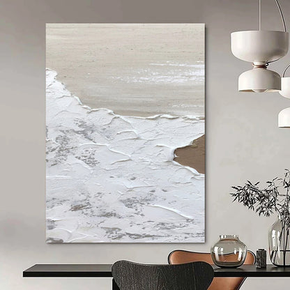 Gaint Canvas Art White, Beige, and Gray Textured Abstract Seaside Art DPS457
