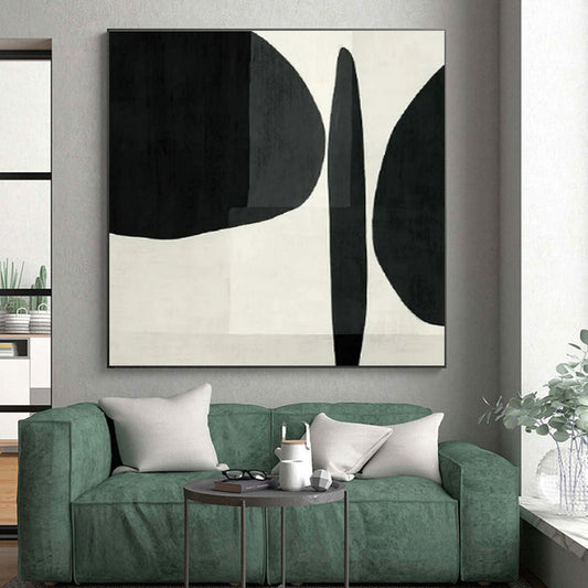 Modern Art Acrylic Black and White Geometric Abstract Art PT778