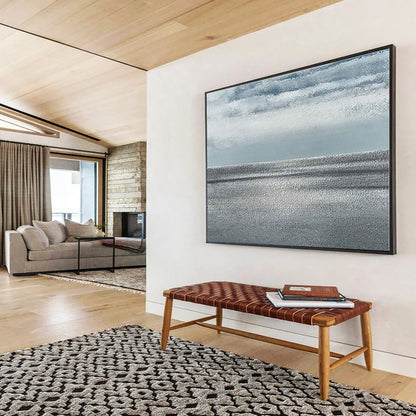 Hand-Painted Gray & White Textured Seascape Abstract Painting On Canvas HPS129