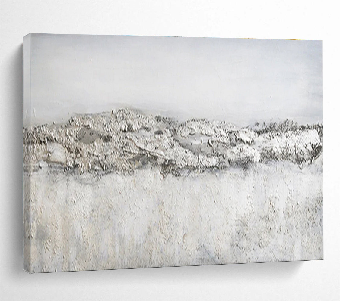 Oversized Abstract Wall Art Gray & White Textured Landscape Art HPS229