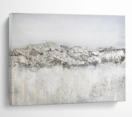 Oversized Abstract Wall Art Gray & White Textured Landscape Art HPS229