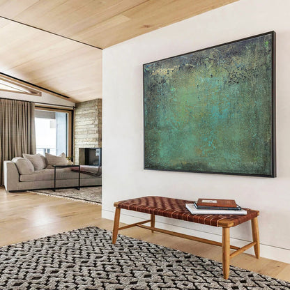 Hand-Painted Teal & Earthy Tones Textured Abstract Painting On Canvas HPS121