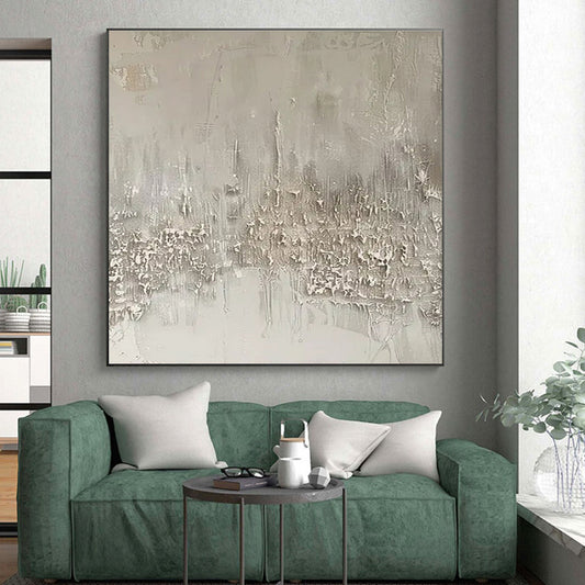 Minimalist Canvas Art - Monochrome Gray Textured Abstract Art with Intricate Details PT596