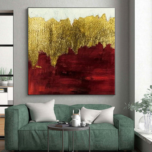 48x60 Red & Gold Textured Abstract Painting On Canvas PT066