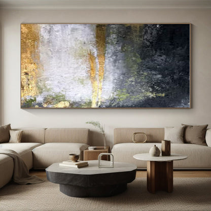 Hand-Painted Black, Gold, and White Textured Abstract Art PT653