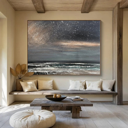Cool Abstract Paintings Starry Night Over Dark Sea Abstract On Canvas HPS035