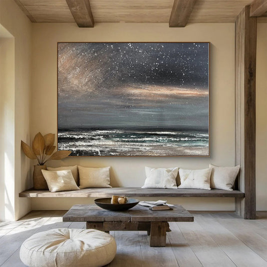 Cool Abstract Paintings Starry Night Over Dark Sea Abstract On Canvas HPS035