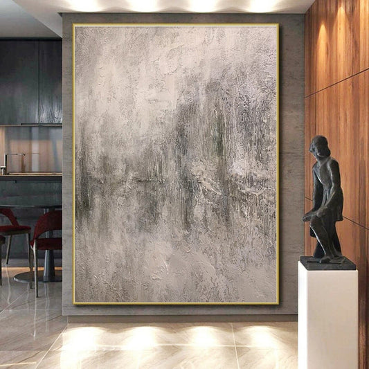 Large Size Gray Textured Abstract Art with Subtle Depth, Acrylic Modern Art Painting PT308