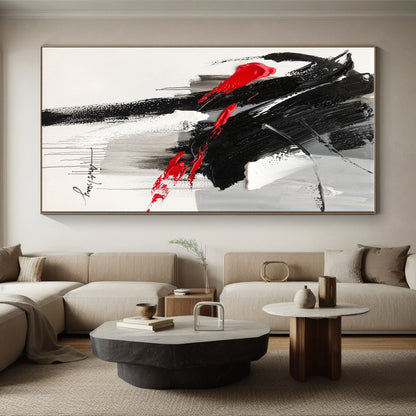 Unique Abstract Art Black, White, and Red Bold Abstract Art PT793