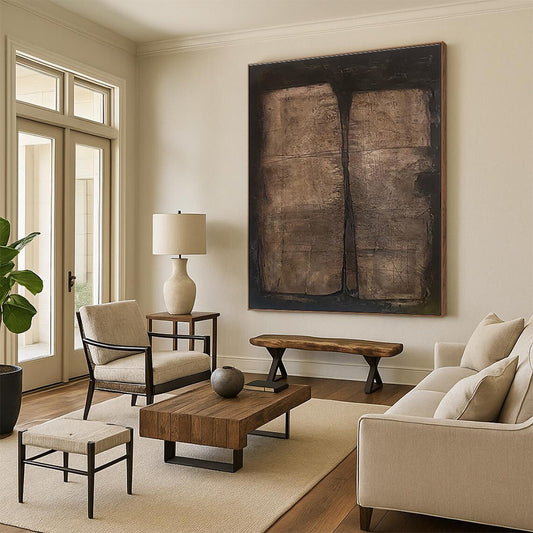 Large Size Brown Black Textured Abstract Art PT486