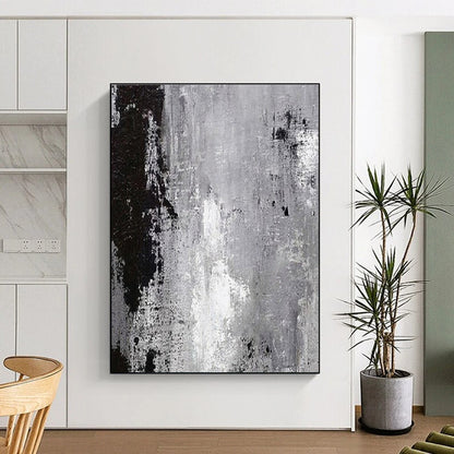 Cool Abstract Paintings Black, Gray, and White Textured Abstract Art PT705